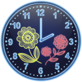 Neon Flowers Analog Clock icon