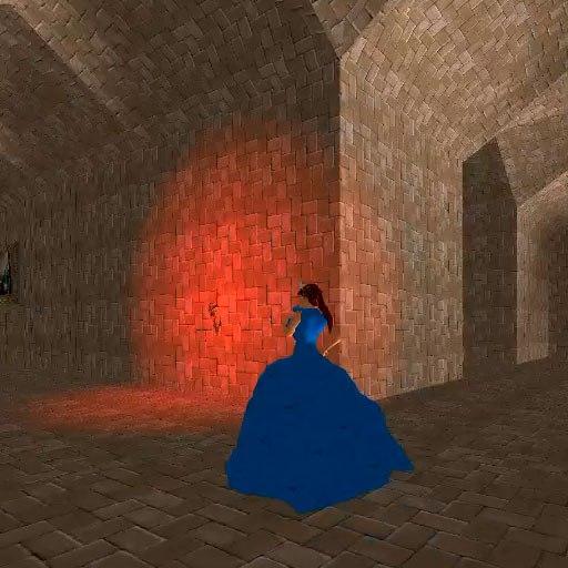 Princess in maze of castle. icon