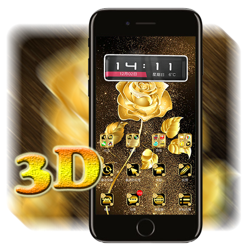 3D Ripple Golden Rose Launcher Wallpaper Theme icon