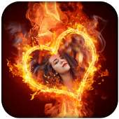 Fire Text Photo Frame on 9Apps