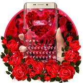 Red Rose water drops keyboard Theme icon