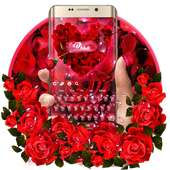 Red Rose water drops keyboard Theme on 9Apps