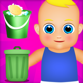 house cleaning and baby care game icon