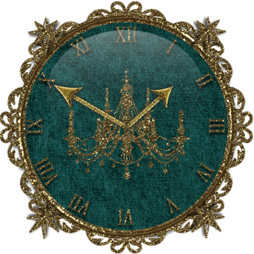 Turquoise Gold Chandelier Clock Widget icon