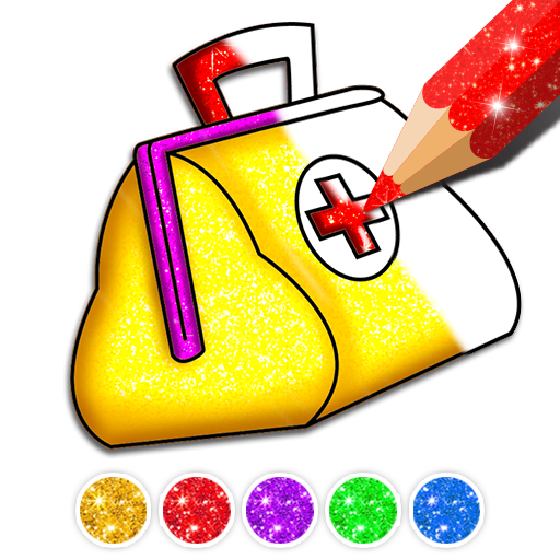 Toy Doctor Set coloring and drawing icon
