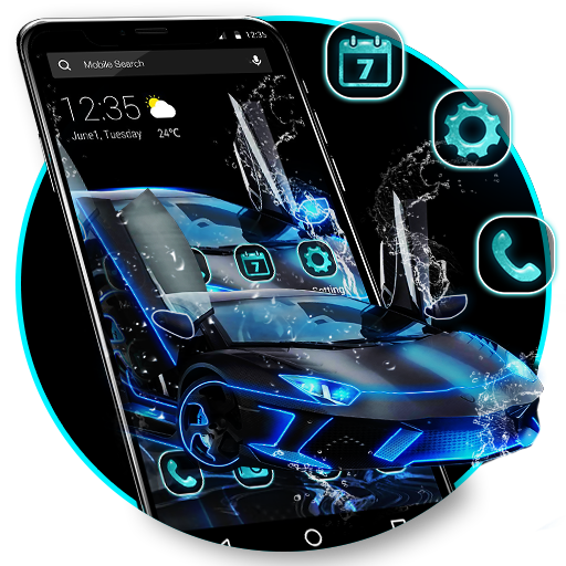 Blue Neon Sports Car APUS Launcher Theme icon