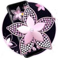 Pink Flower Diamond Black Theme