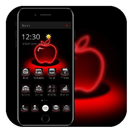 Red Neon Apple Dark Theme icon