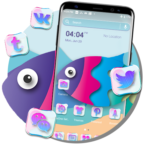 Cartoon Fish Launcher Theme أيقونة