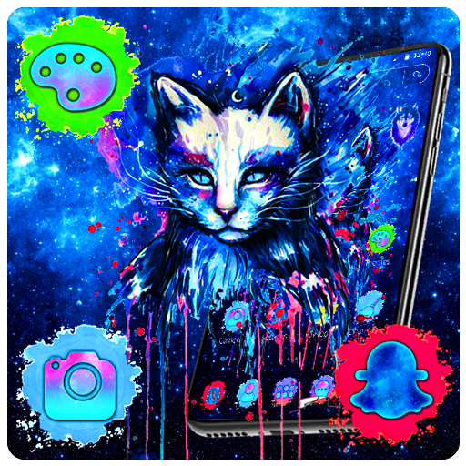 Blue Galaxy Cat Colorful Theme icon