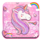 Pink Cute Romantic Rainbow Unicorn Keyboard Theme иконка