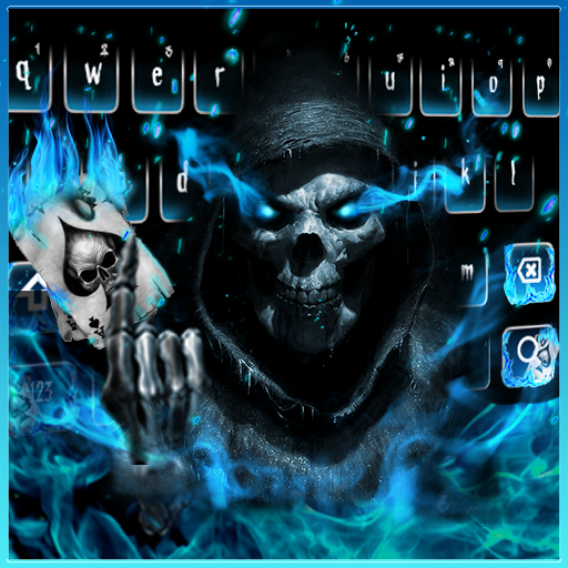 Horrible 3D Fiery Poker Skull Keyboard icon