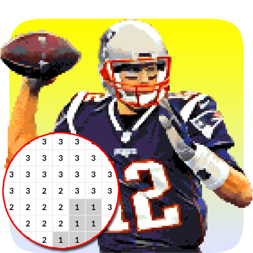 ikon American Football Player Color By Number - Pixel