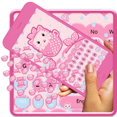 Cute Pink Kitty Tea Cup 3D Keyboard Theme icon