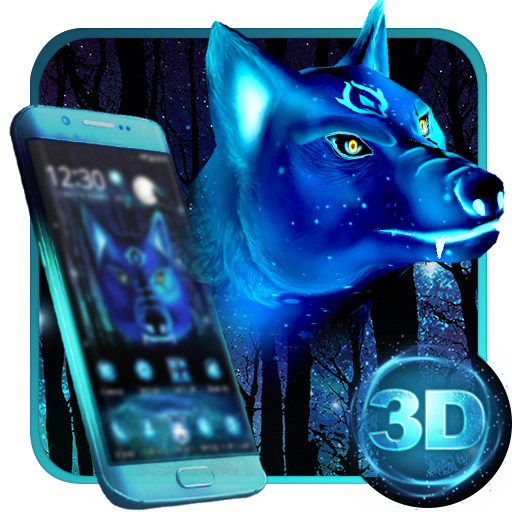 Unique 3D Blue Icy Wolf Theme icon