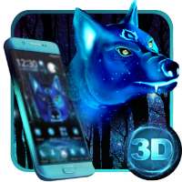 Unique 3D Blue Icy Wolf Theme
