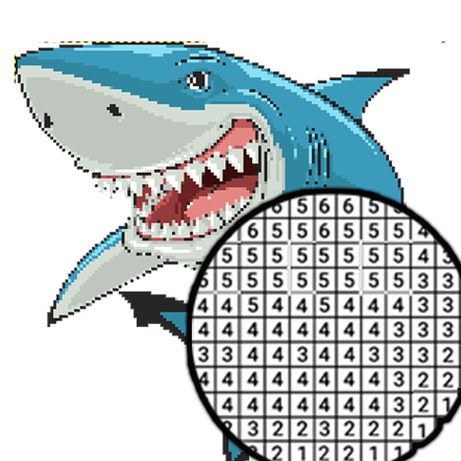 Shark Coloring By Number Pixel icon