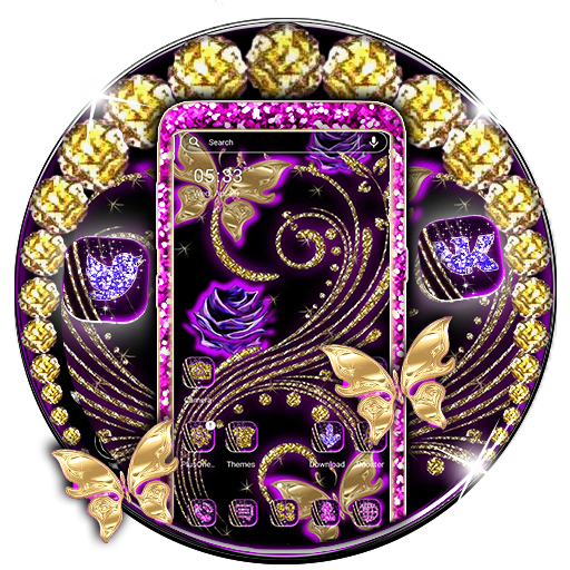 Golden Purple Butterfly Launcher Theme icon