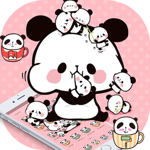 Pink Cartoon Cute Panda Theme أيقونة