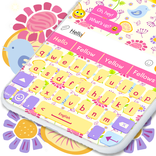 Doodle Flowers Keyboard 🌼 Pink Spring Theme icon