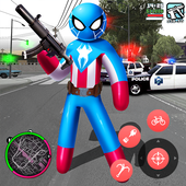 Spider Capitaine american Stickman Rope Hero Crime icon