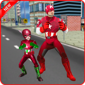 Amazing captain hero kid vs Crime city villains icon