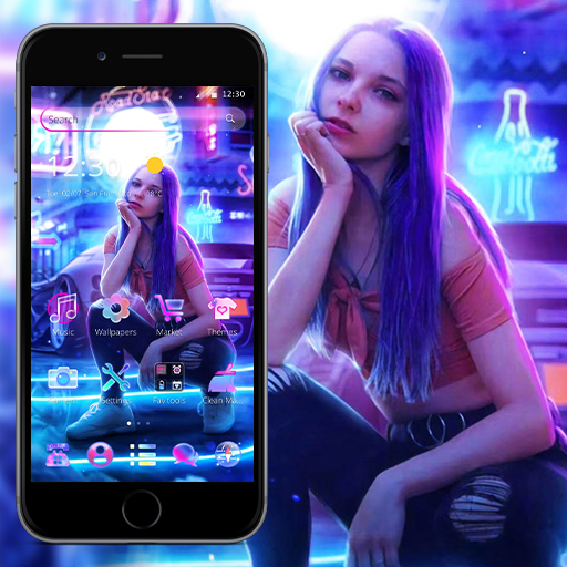 Fancy Neon Trendy Sexy Girl Launcher Theme icon