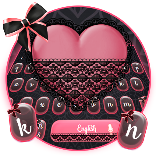 Tema de coração de renda preta icon