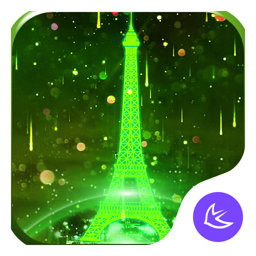 Neon Green Eiffel Tower-APUS Launcher theme icon