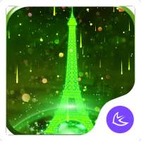 Neon Green Eiffel Tower-APUS Launcher theme