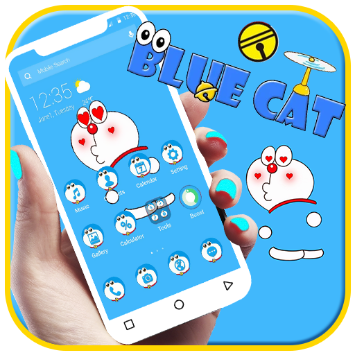Kawaii Blue Cat  APUS Launcher Theme icon