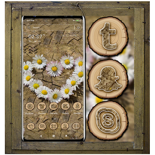 Flower Heart Wooden Launcher Theme icon