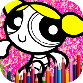 Coloring powerpuff girls heroes icon