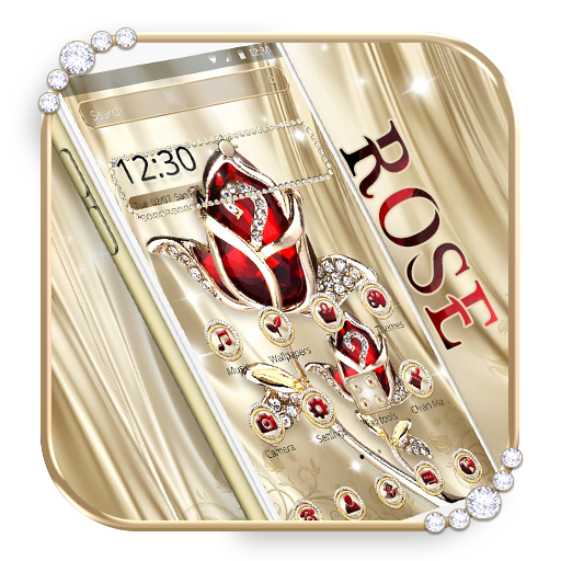 luxury Diamond Red Rose Silk Theme icon