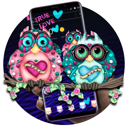 Cartoon Colorful Love Owl Theme icon