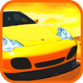 Racing in a car extreme icon