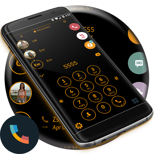 Circle Black Orange Phone DIaler Theme أيقونة