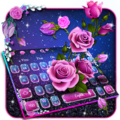 Glitter Violet Rose Flower Keyboard icon
