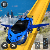 US Police Flying Car Mega Ramp Stunt Racing Games icon