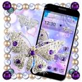 Purple &amp; Glossy Gray Diamond Butterfly Theme icon
