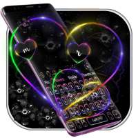 Violet Neon Black Flower Keyboard on 9Apps