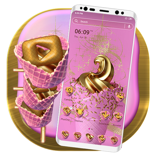 Golden Pink Ice Cream Launcher Theme icon
