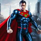 Flying Superhero Man Fighting City Rescue Mission