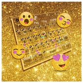 Golden Glitter Emoji Keyboard Theme icon