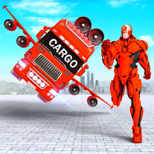 Flying Cargo Transport Truck Transform Robot Games icon