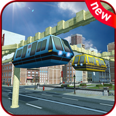 Futuristic Sky Train Driving New: City Train Game icon