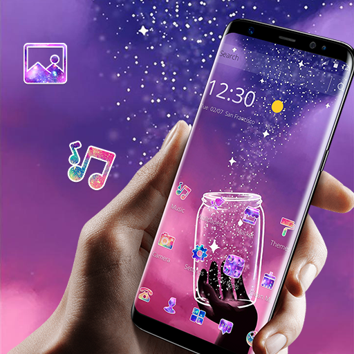Violet Galaxy Glitter Bottle Theme icon