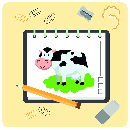 how to draw cow - drawing lessons step by step icon