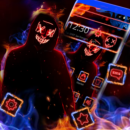 Neon Fire Smoke Mask Theme icon