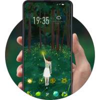 Beautiful forest bright firefly girl theme